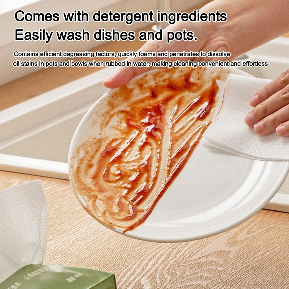 40PCS/Bag Disposable Cleaning Paper Towel Bubble Dish Cloths Cleaning Rags  Kitchen Accessories