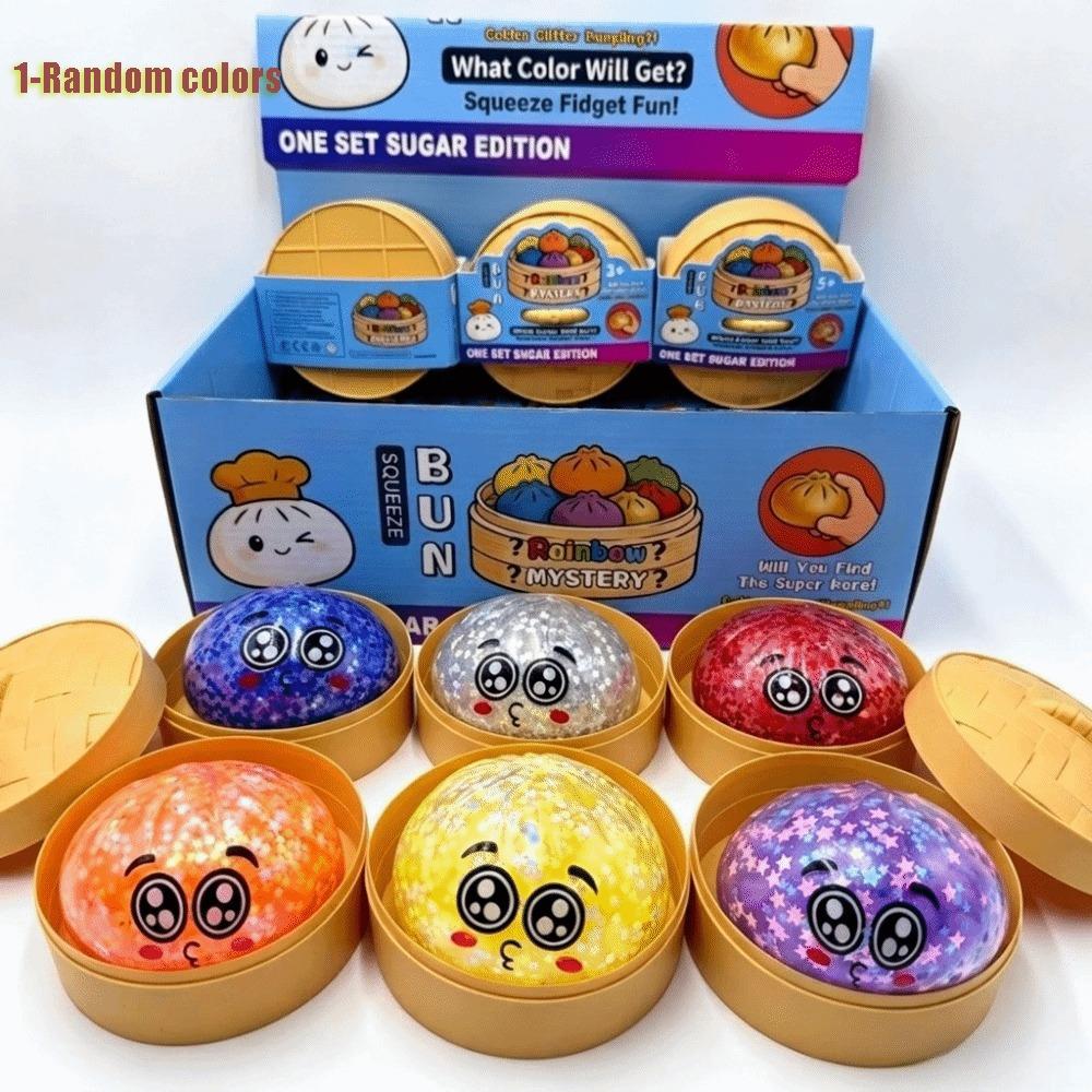 with Steamer Steamed Stuffed Bun Squeeze Pinch Le Glitter Squeeze Toy Home Decoration