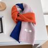 Winter New Three-color Color Matching Contrasting Scarf Women's Wool Knitted Warm Shawl Trendy Universal Scarf Men's Versatile