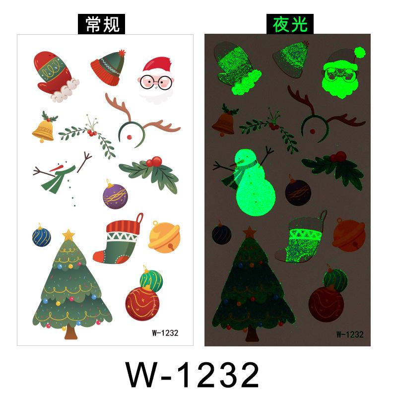 Cartoon Tattoo Sticker Waterproof Christmas Luminous Tattoo Sticker Cute Temporary Tattoo