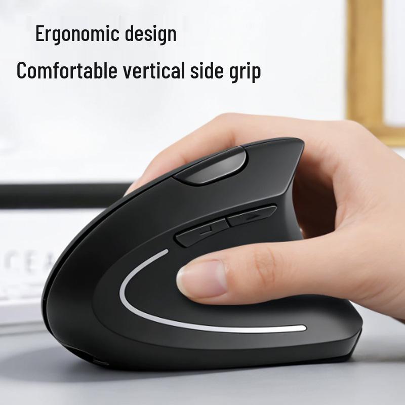 Ergonomic Optical Bluetooth Vertical Mouse with Side Buttons, Power-Saving, Long Battery Life for Gaming and Office Use.