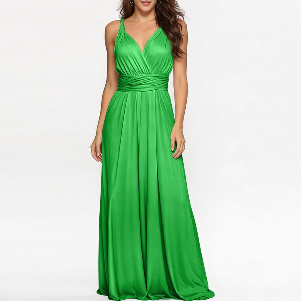 Women's Versatile Multi-Strap Cross-Back Sexy Bandage Dress Long Gown