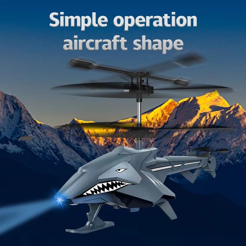 Non-Toxic Shark-Shaped Rc Airplane 2.4Ghz Remote Control Aircraft With Led Lights Easy To Fly For Kids & Adults