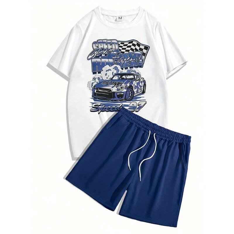 Men's Casual Outfit Set Yellow Duck Print Men's T-shirt & Beach Shorts Set Summer Short-sleeved Street Fashion Sports Shorts