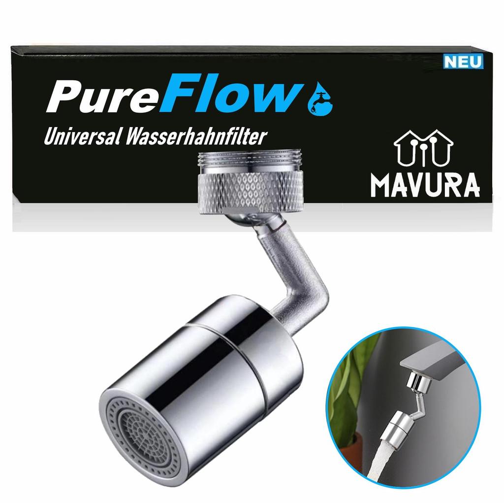 PureFlow Universal Spray Filter Swivel Shower Faucet Attachment 720° Shower