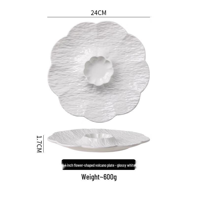 Nordic Ceramic Dumpling Plate with Sauce Compartment