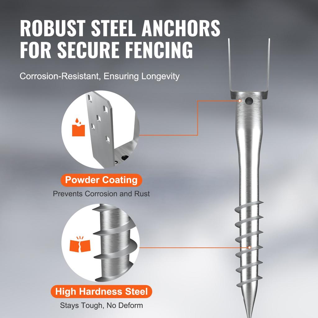 VEVOR No Dig Ground Anchor, 1 Pack 3.94 X 2.76 X 27.56 In DIY Screw In Post Stake, Includes 6 Lag Bolts & a Rebar