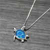 Bohemia Cute Turtle Pendant Necklace For Women Inlay Imitation Blue Opal Necklace Wedding Party  Christmas Gifts for Her