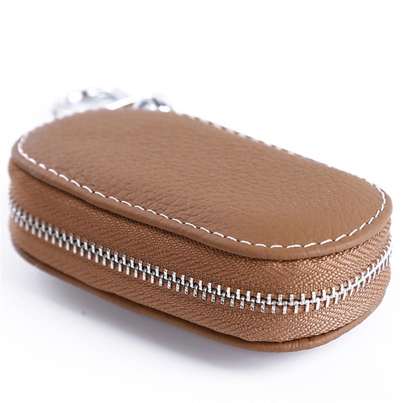 Men Key Holder Housekeeper Leather Car Key Wallets Keys Organizer Women Keychain Covers Zipper Key Case Bag Unisex Pouch Purse