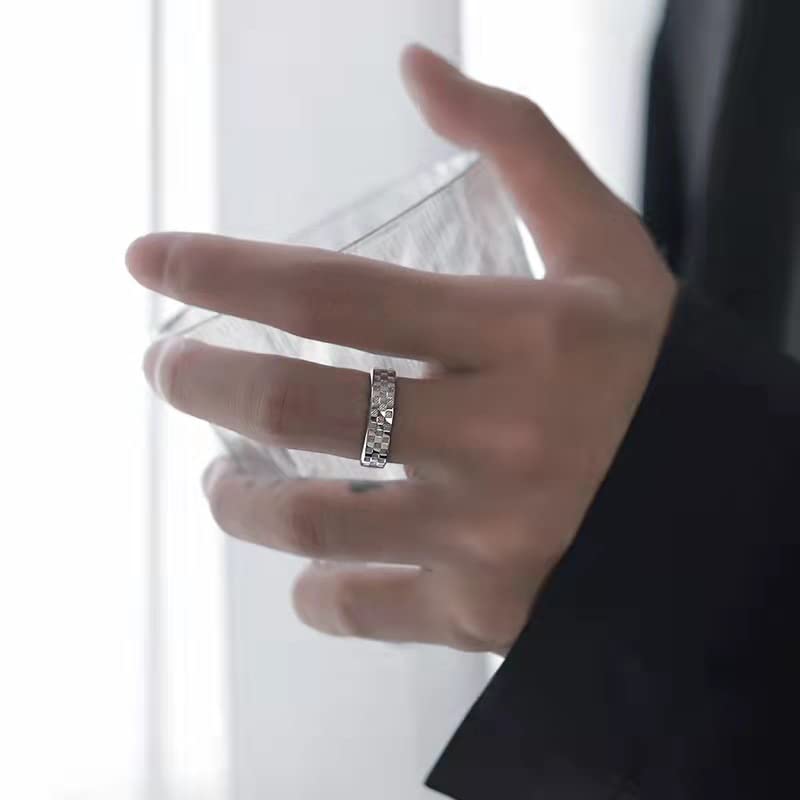 [AREUM] ring men's ring simple plaid pattern Stylish adjustable Opening type No. 15-20 cool Popularity accessories