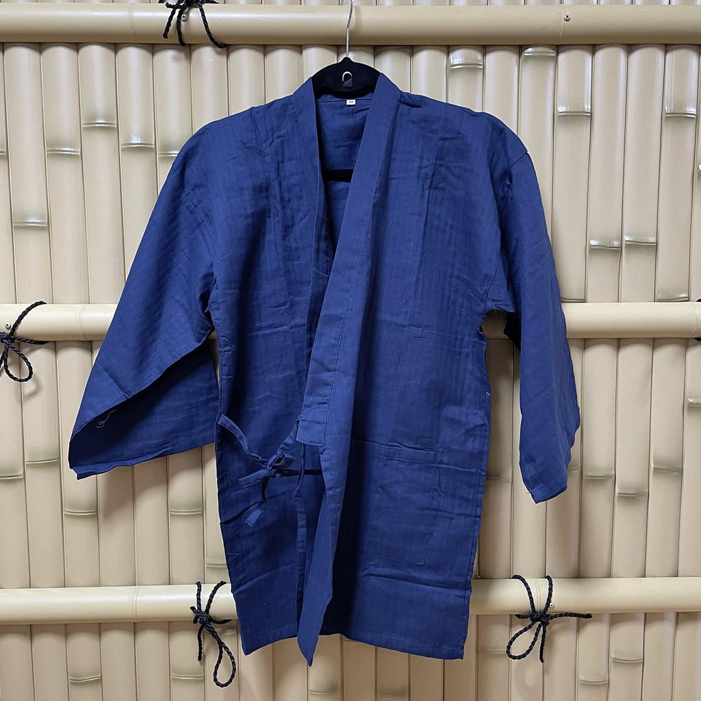 [momoten] 100% Cotton Soft Samue Pajamas for Men and Women, Blue, Size L