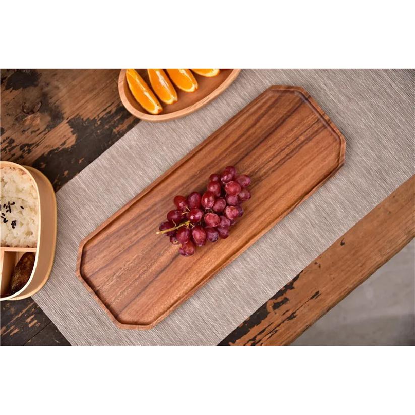 Natural Acacia Wood Serving Trays Octagonal & Rectangular Wooden Platters for Food, Coffee, Dessert, Decor, Kitchen Organizer