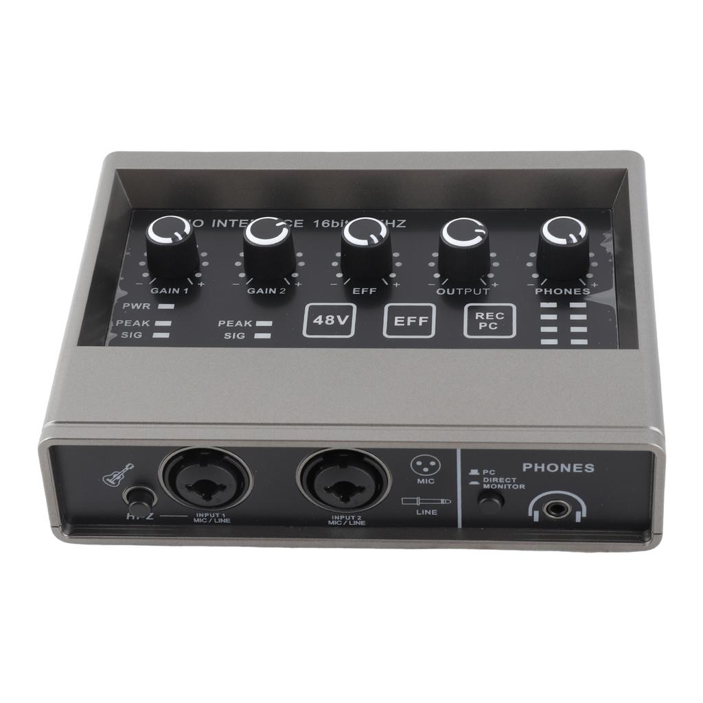 48V Live Sound Card with DSP Reverb Sound Card Mixer for Computer Smartphone Singing Instrument Live Broadcast