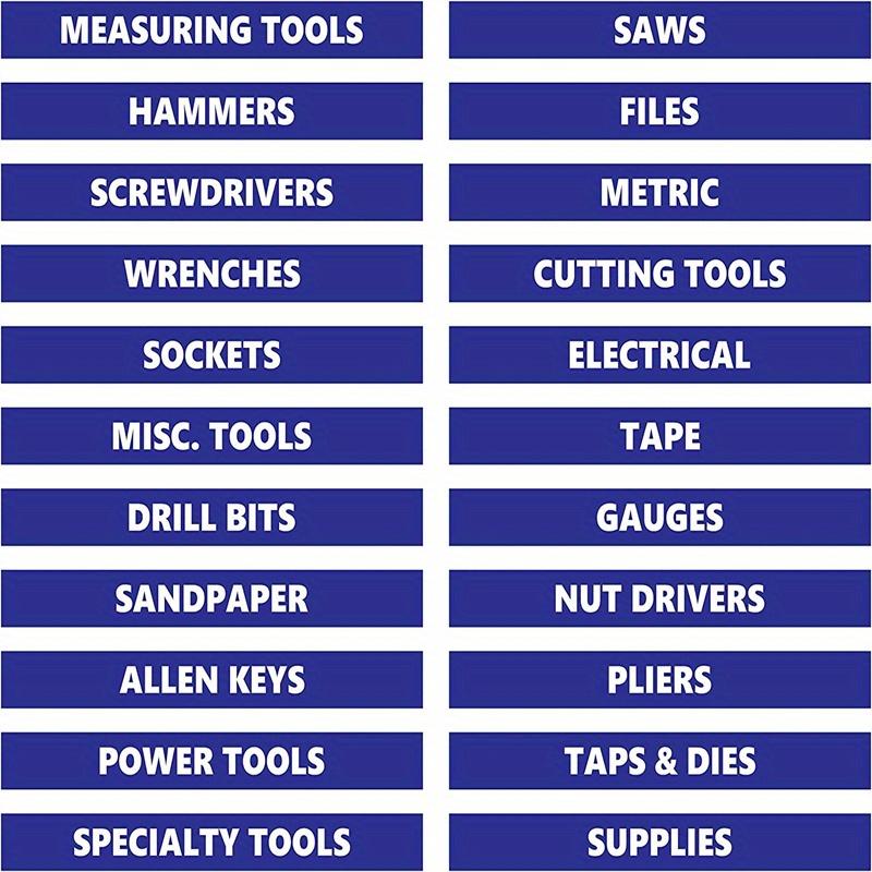 

22pcs Toolbox Stickers Organizational Labels Set Waterproof Toolbox Organizer Vinyl Decals for Easy Tool Identification (as the picture,10x1.3CM (single))