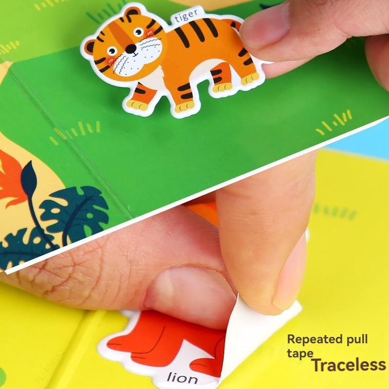 6 Styles Reusable Sticker Activity Pad,Stickers with Scene Backgrounds Educational Learning Travel Stickers Book Birthday Gifts