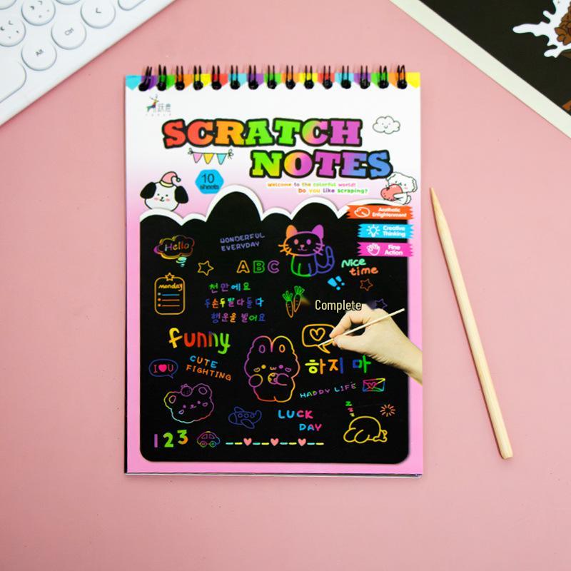 

Средняя детская красочная книга для скретч-арта с граффити - Веселая бумага для рисования для учеников начальной школы