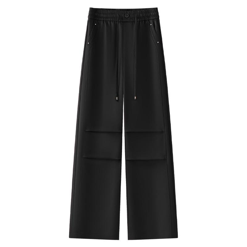 

Women s Red High-Waisted Loose Wide-Leg Pants - New 2025 Spring/Autumn Collection, Slimming Drapey Workwear. 3XL чёрный