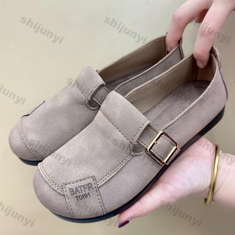 Fashion Women's Loafers 2025 Spring Autumn Soft Sole Fashion Buckle Strap Comfortable Casual Shoes Vintage Luxury Non Slip Casual Shoes