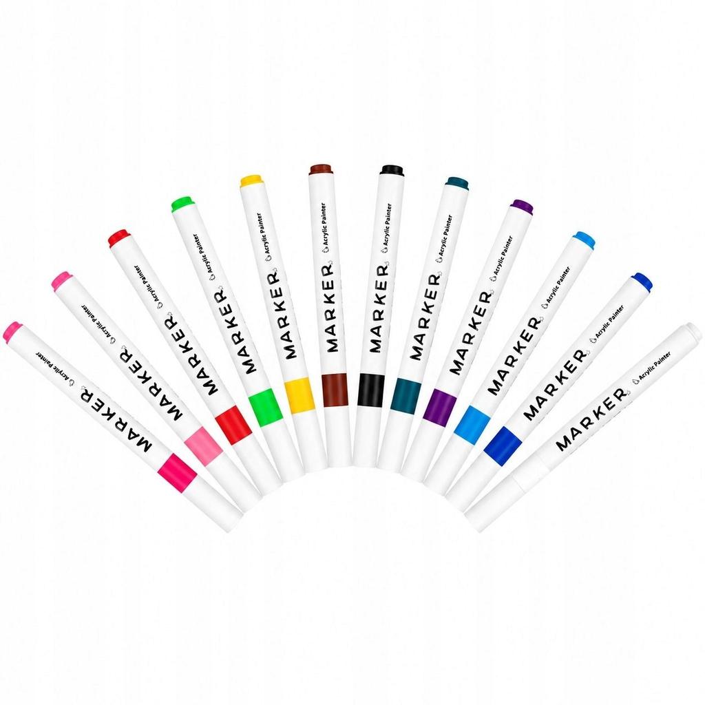 Acrylic Markers 12 Colors In a Case Set of Drawing Markers