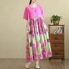 Kortermet Plus size bomull vintage floral nytt i kjoler for kvinner uformell løs lang sommerkjole