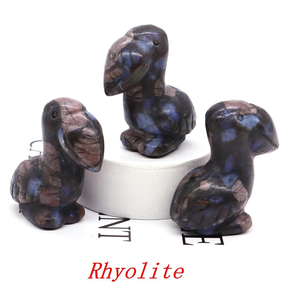 Hand Carved Healing Animal Figurine Toucans Statue Natural Stone Crystal Reiki Gemstone Craft Home Decoration Holiday Gifts 1.6"
