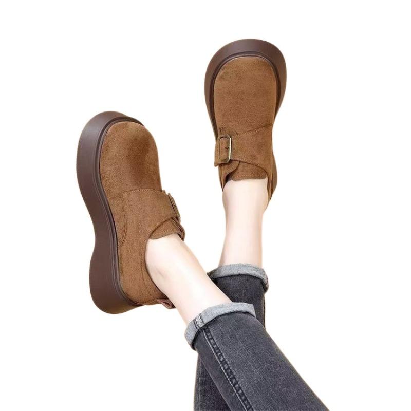 New Thick-soled Women's Anti-slip Shoes, Round Toe, Versatile and Casual Single Shoes
