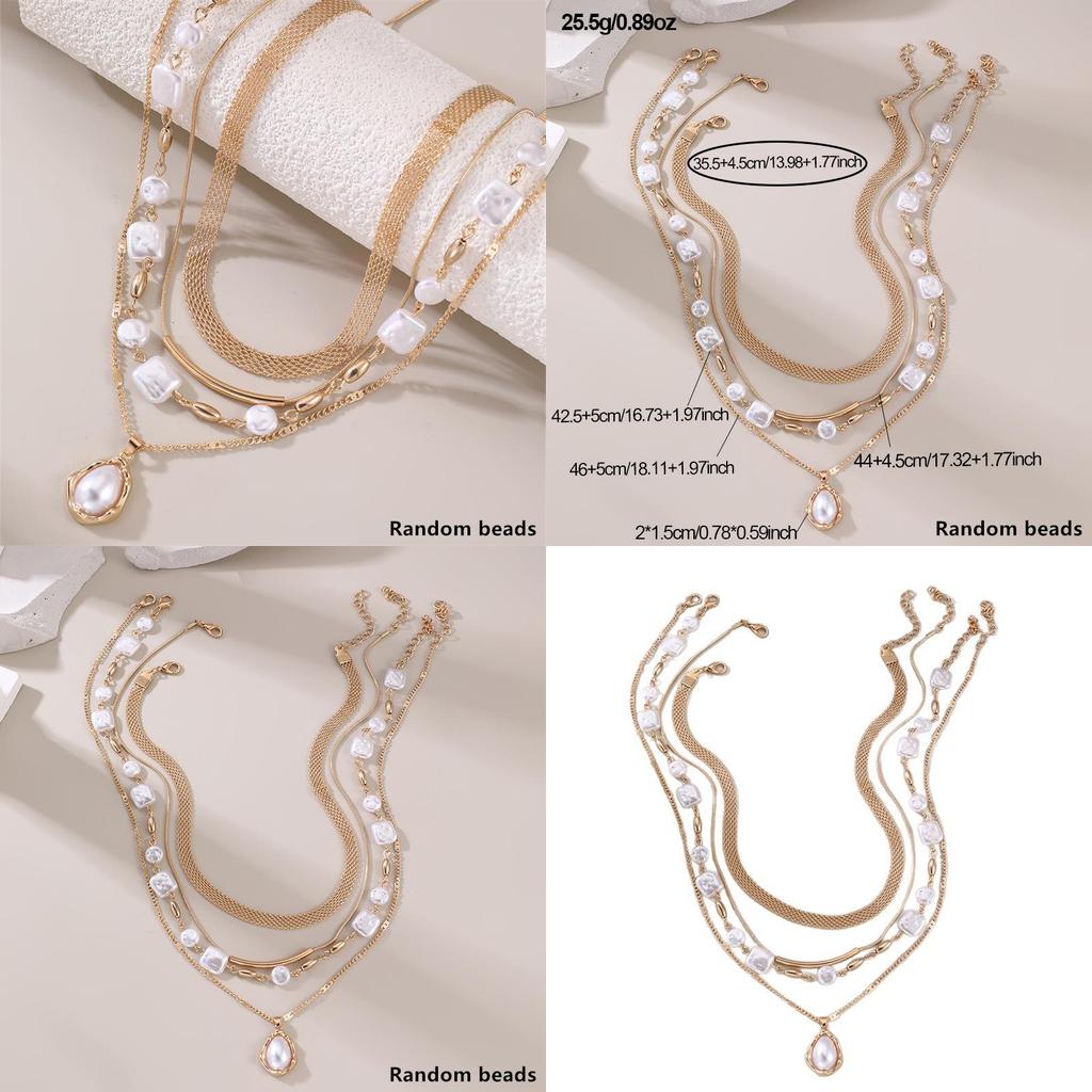 Geometric Pendant Necklace For Women With Alloy Chain Summer Jewelry Set