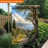 2D Flat, 2D Flat Printing Garden Flag 1pc, Pathway Overlooking Coastal Town Durable Single-Sided Print Yard Flag, Garden & Home Holiday Decoration, 29