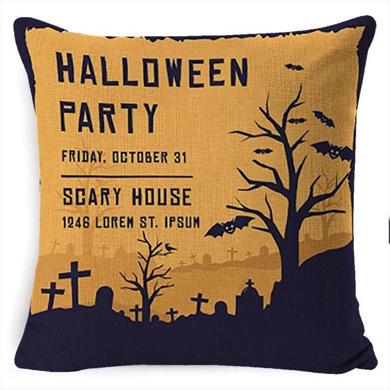 Halloween Pumpkin Horror Series Linen Pillow Cover Car Cushion Pillow