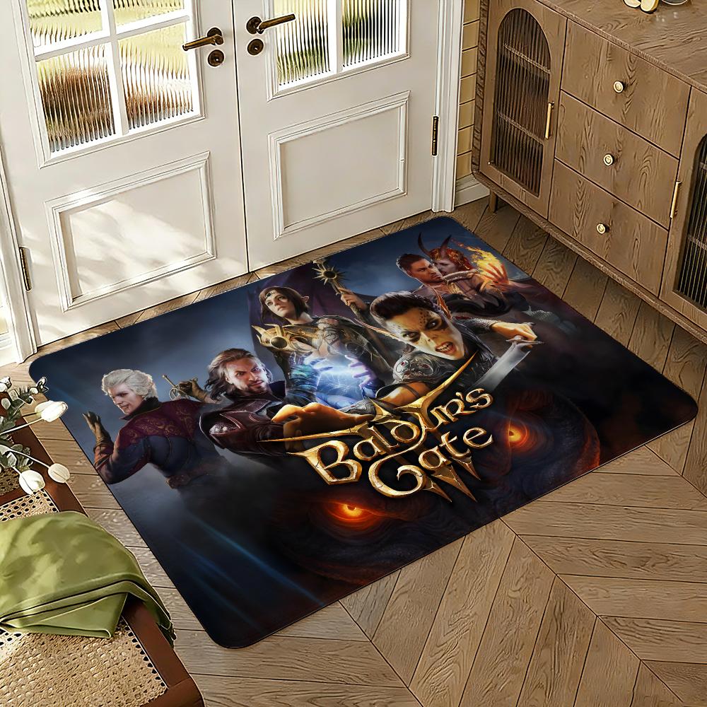 1pc B-Baldurs Gate 3 Creative Pattern Hanging Absorbent Non-Slip Floor Mat Flannel Rug Bedroom Living Room Door Mat Home Decor