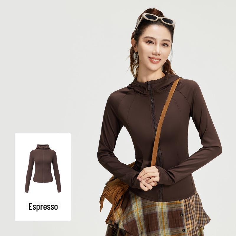 

Женская облегающая спортивная куртка с капюшоном и карманами Juyitang - новый стиль, дышащая и высокоэластичная XL