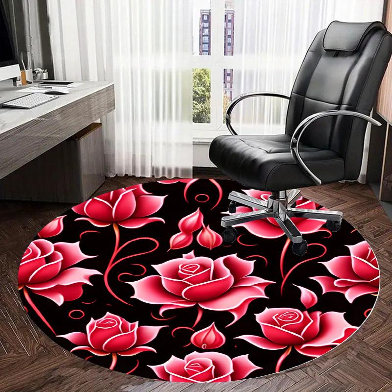1pc Office Carpet Chair Mats Pink Roses Floral Pattern Perfect for Decorating Office Chairs, Living Rooms, Or Bedrooms