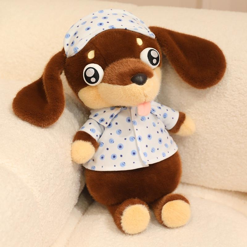 40CM Adorable Big Eyes Dachshund Plush Toy Soft Stuffed Animal Dog Doll Funny Dachshund Wear Clothes Doll Pet Puppy Gifts