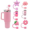 6PCS Straw Cover Cap For Stanley Cup Accessories Cute Flower Straw Toppers For Tumblers 10mm Silicone Straw Covers