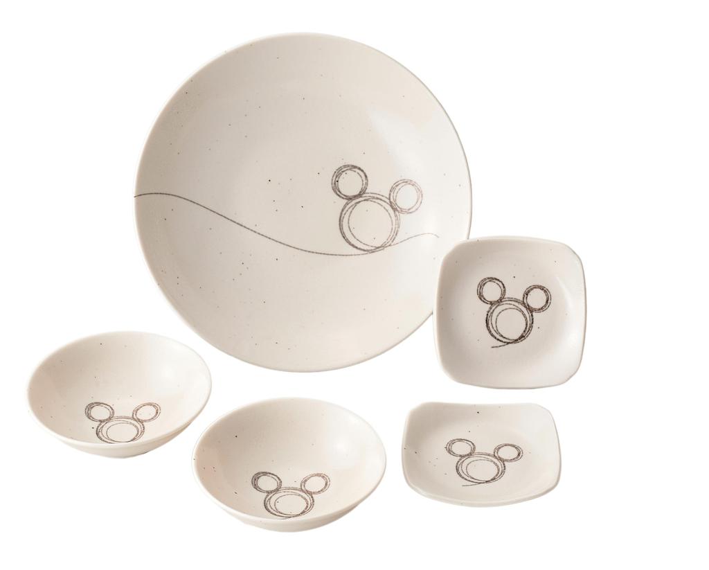 Sango Toki Disney Mickey Mouse Jídelní sada pro 2 osoby Párová sada 22cm talíř 10cm čtvercový talíř 12cm malá miska Vhodné do myčky nádobí Vhodné do mikrovlnné trouby Stitch