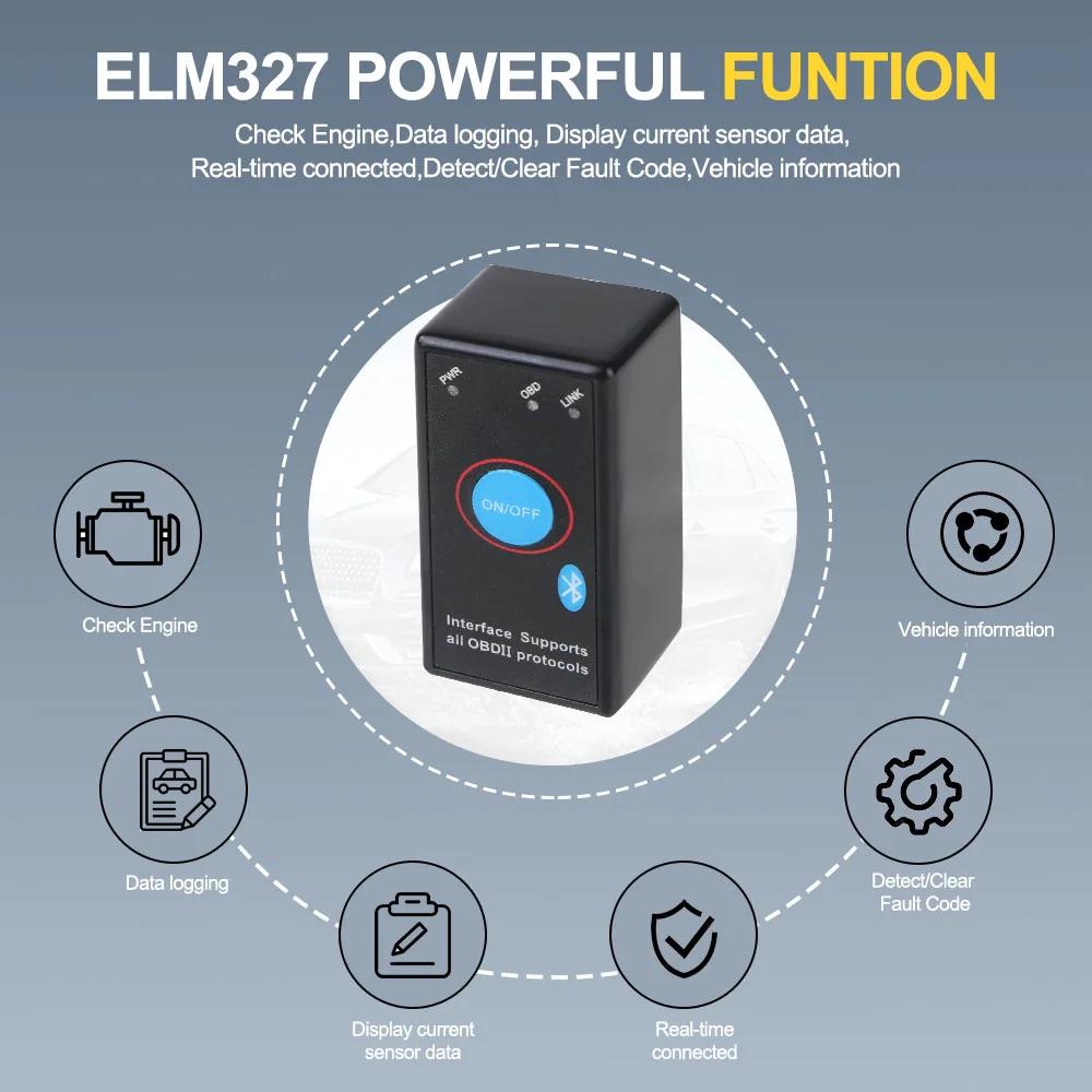 Bluetooth ELM327 V15 OBD2 Car Diagnostic Tool with On/Off Switch Wireless Scanner for Android Car Codes Repair Car Scanner