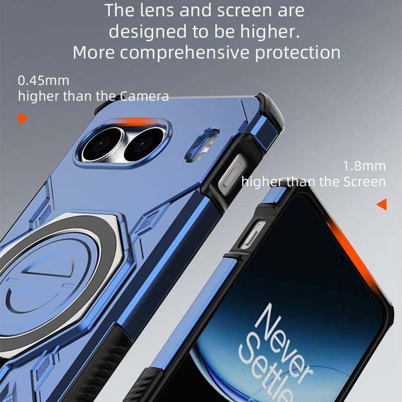 KEYSION Shockproof Magnetic Case for OnePlus Nord 4 5G Upright Live Metal Ring Stand Phone Back Cover for One Plus 1+ Nord 4 5G