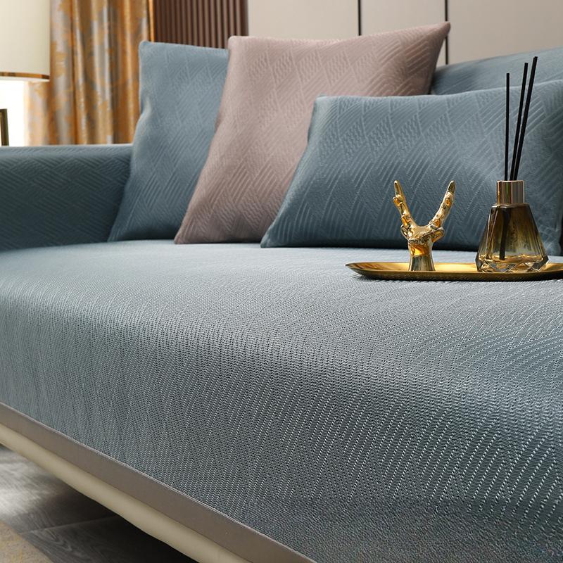 Summer Ice Silk Cool Sofa Cushion Non-Slip Sofa Cushion Summer Leather Cushion Light Luxury Sofa Cover Cloth Cover Cover
