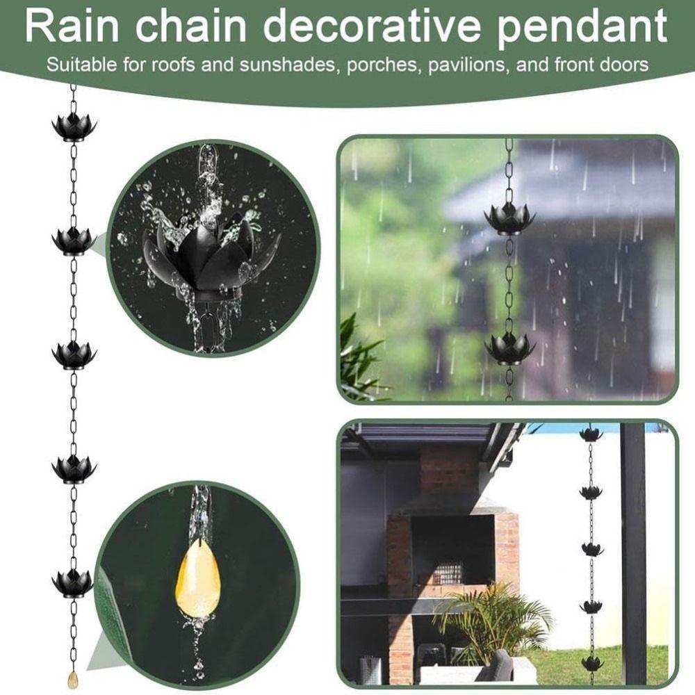 Gutter Rain Chain Adjustable Divert Water Rain Chain Cup Outdoor Metal Replacement Lotus Shape Rain Catcher Chain