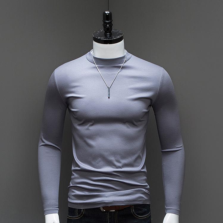 

Чоловіча високоякісна футболка з мерсеризованої бавовни з довгим рукавом - зручний, приємний до шкіри базовий шар однотонного кольору для осені та зими. XL сірий колір