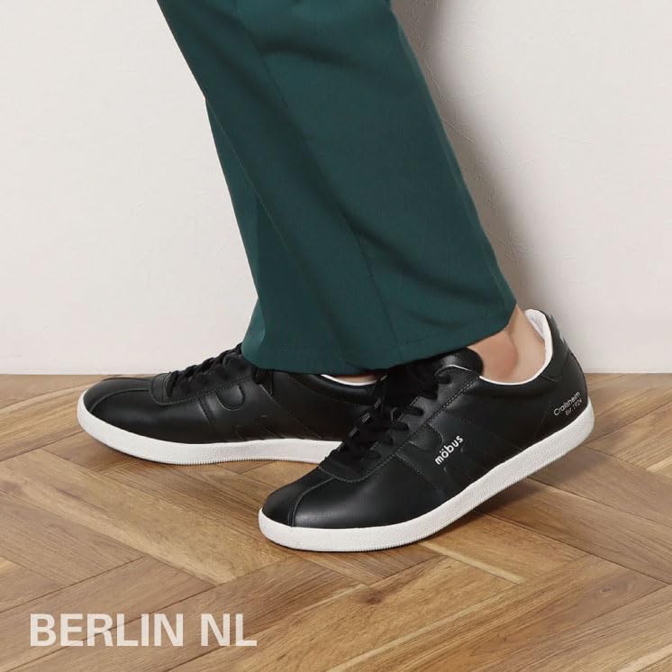 Mobus Men's Genuine Leather Casual Walking Shoes with Built-in Functional Insole, Current Model BERLIN NL (Berlin Nappa Leather) (Black/Black, Japanes