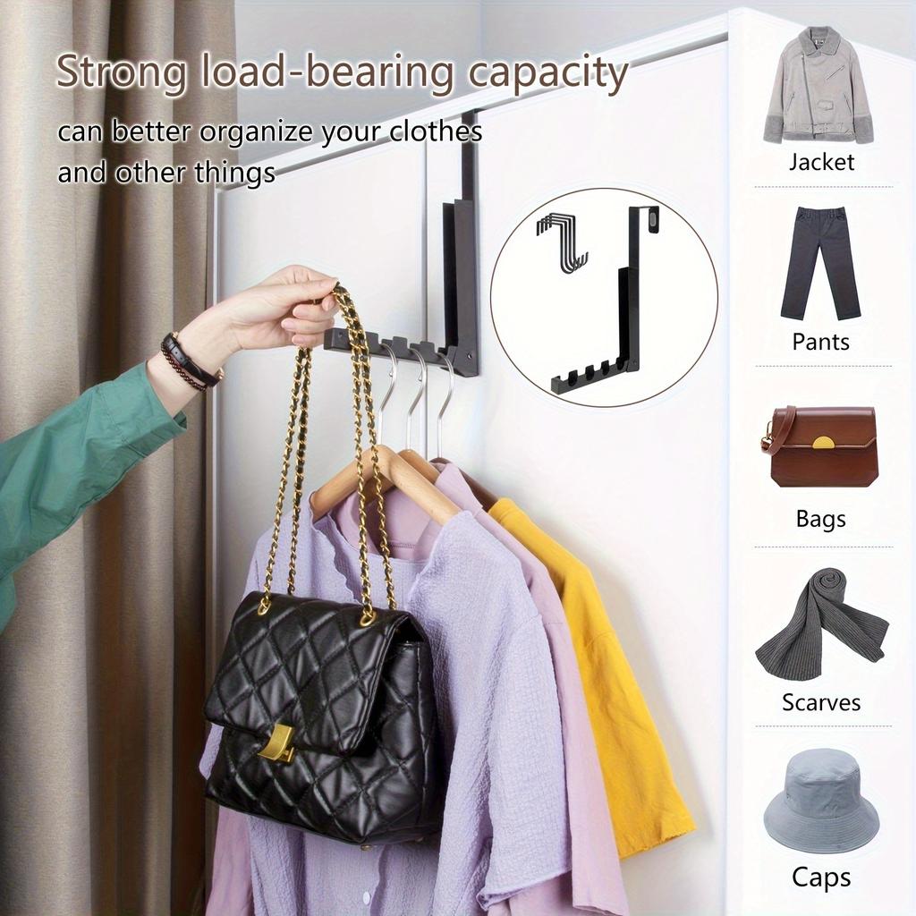 25*4.5*3cm1pc Foldable Clothes Door Rear Hanger Without Punching,four-grids Strong Load-bearing Retractable Wall Mounted Rack.