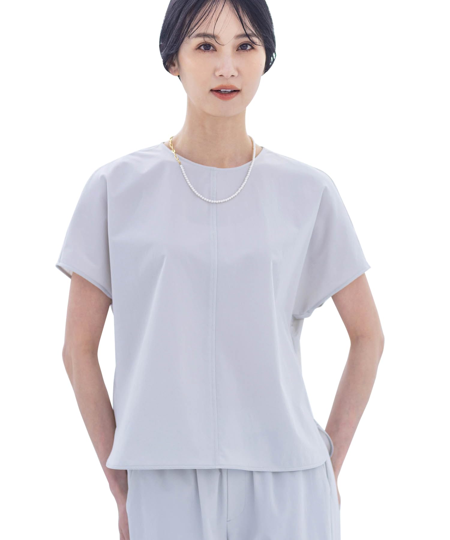 

AC by Alpha Cubic Stretch Nylon Rush Blouse UV Size Gray Bi-Motion (Cooling, Protection, Water-Repellent) Women s 353783, (L)