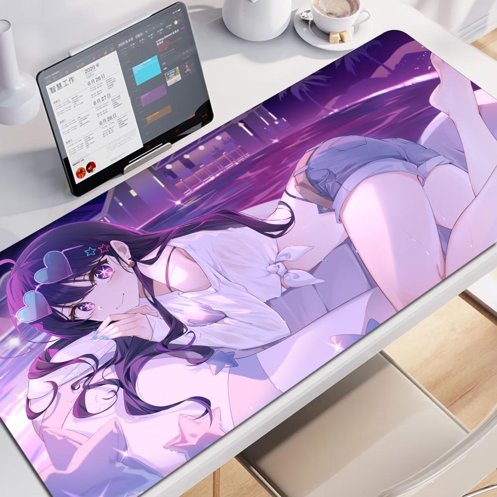 Oshi No Ko Hoshino Ai Speed Locking Edge Groß XXL Computermousepad Gamer Schreibtischmatte Mousepad Tastatur Niedliche Mauspads Mauspads