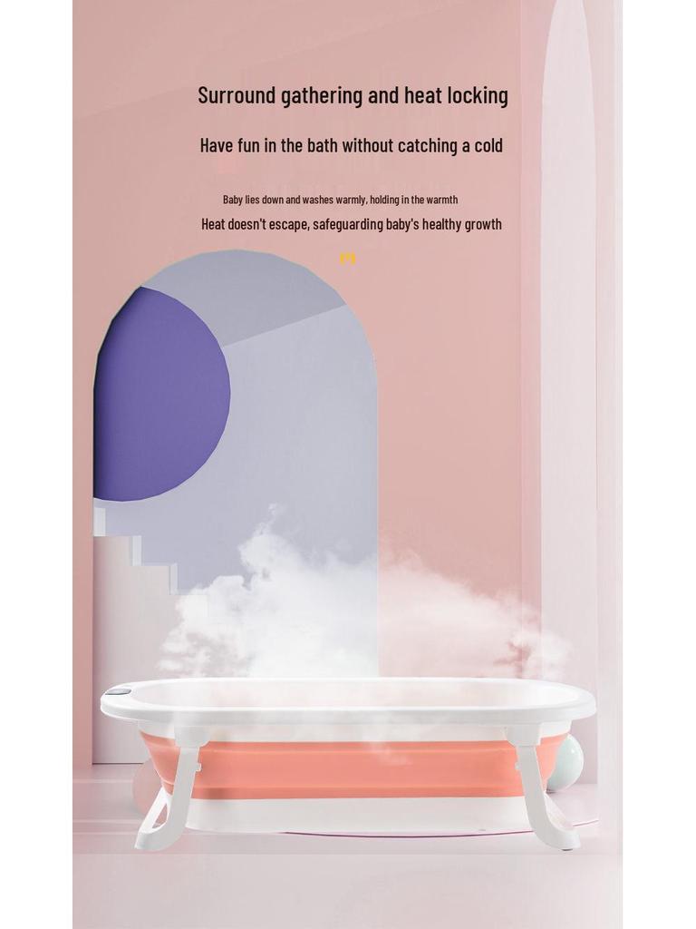 Foldable Baby Reclining Bath Tub, Large Infant Bathtub for Home Use