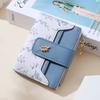 Cute Fashion Women’s Wrist Clutch Wallet, Golden Floral Embossed PU Leather Bi-fold with Snap, Coin Purse & Keyring