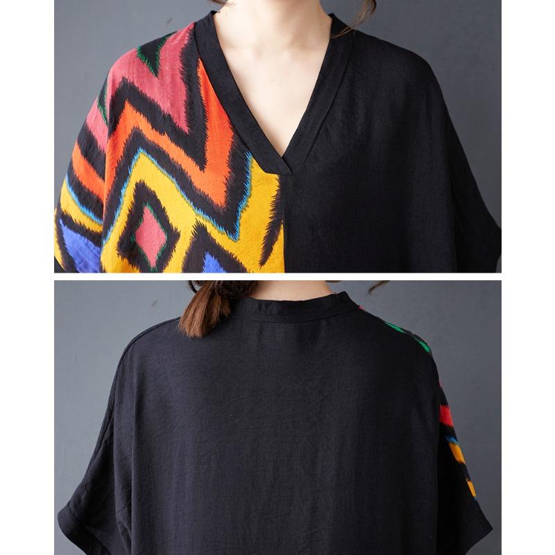 DIMANAF 2025 Women New Summer Plus Size Dress Loose Printing Pocket Basic Casual Long Dress Oversized