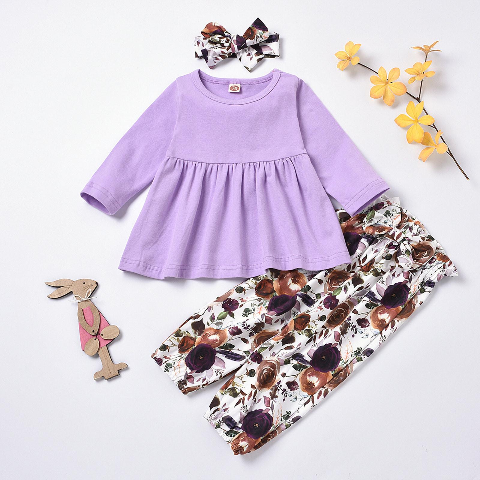 

Toddler Infant Baby Girls Irregular Dresses Floral Print Pants Scarf Outfits Set