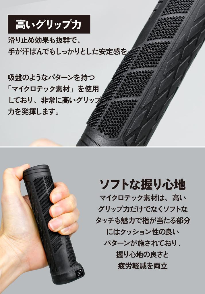 GORIX Bicycle Cylindrical and Round Handlebar Black with Cross Mountain Electric Mini and Other Grips, Grips, Lock-On, Shock-Absorbing, Non-Slip,