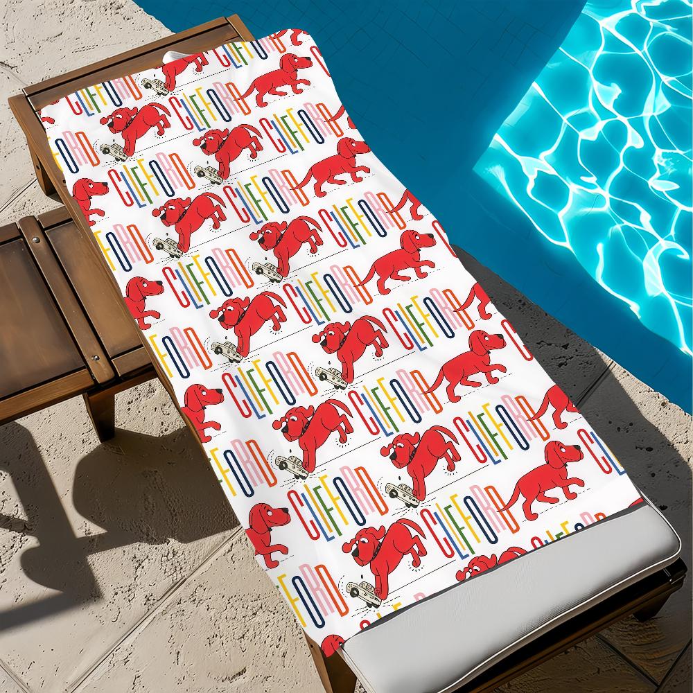C-clifford B-big cute R-red Dog Towel Large Quick-Drying Microfiber soft Beach Towel for Travel Fitness Sauna Bathing Camping